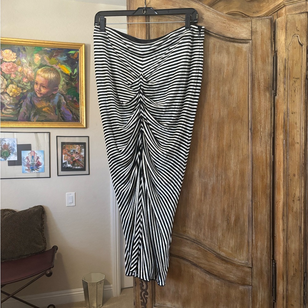 Emporio Armani Black and White Striped Skirt